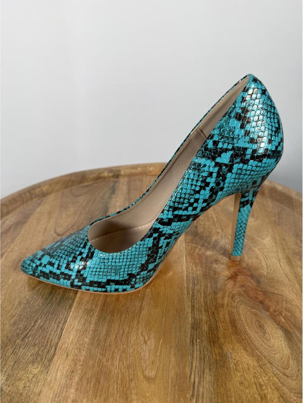 French Connection Snakeskin Print Heels Green/Black Size 6 NWB - Picture 10 of 11